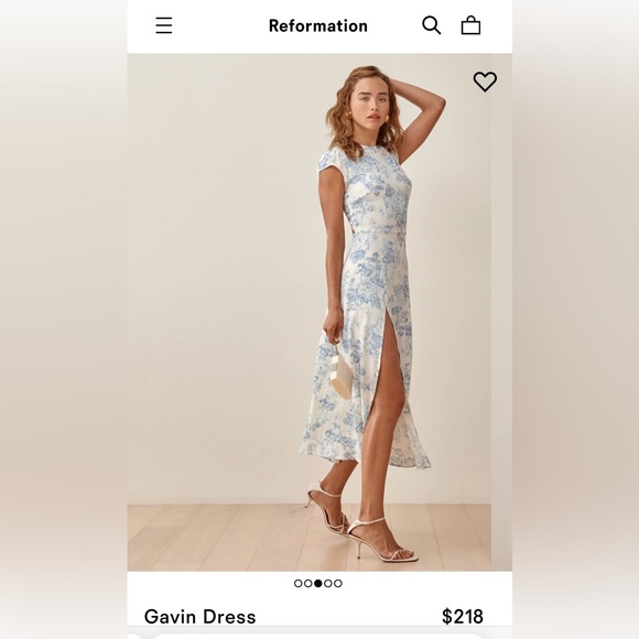 Reformation Gavin Dress in Blue Toile Size 6 - Picture 3 of 8